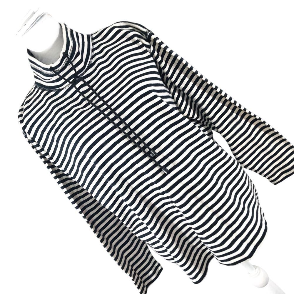 NWOT! CATALINA PLUS! BLACK & CREAM RIBBED KNIT, STRIPED LONG SLEEVE TOP! SZ 3X